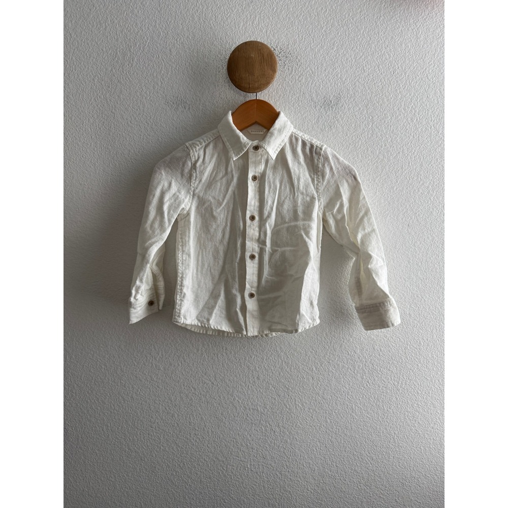 Noralee Kids White Linen Blend Long Sleeve Button Down Shirt Size 4